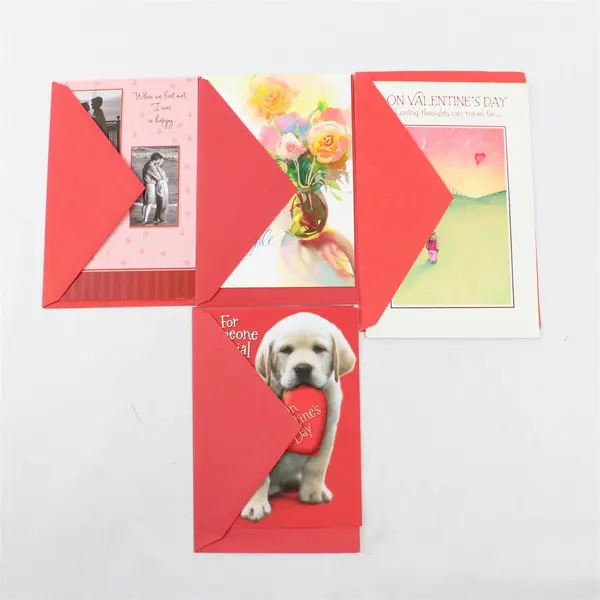 Lot of 4 Valentines Day Greeting Cards with Envelopes UNUSED