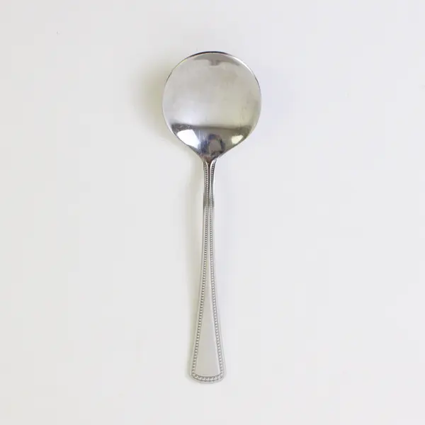 Oneida Silver Needlepoint-Beaded Artistry Pattern 18/8 SS Round Soup Spoon 5.75"