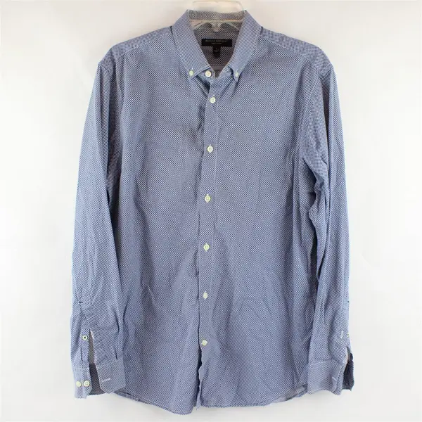 Banana Republic Blue & White Check Pattern Long-Sleeved Button-Down Men's Large