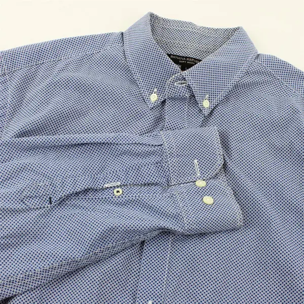 Banana Republic Blue & White Check Pattern Long-Sleeved Button-Down Men's Large