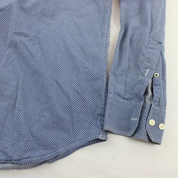 Banana Republic Blue & White Check Pattern Long-Sleeved Button-Down Men's Large