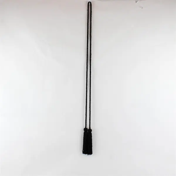 Black Glass Seed Bead Tassel Lariat Sautoir Rope Necklace 58"