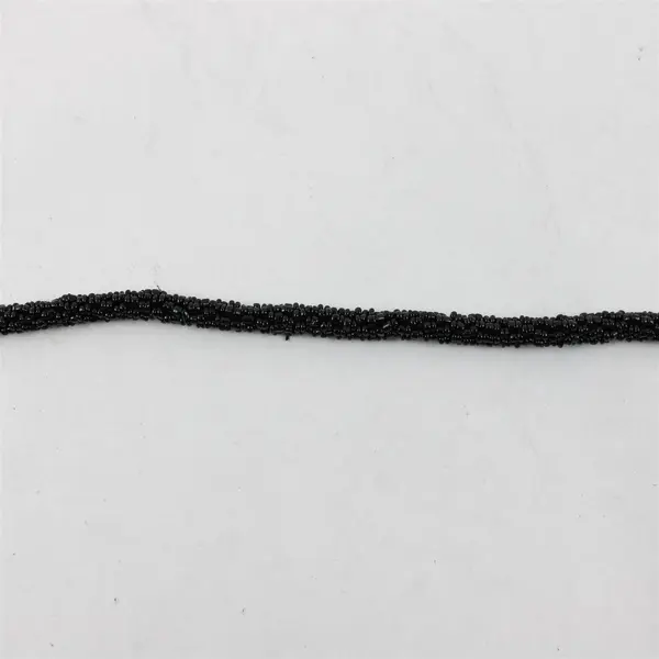 Black Glass Seed Bead Tassel Lariat Sautoir Rope Necklace 58"