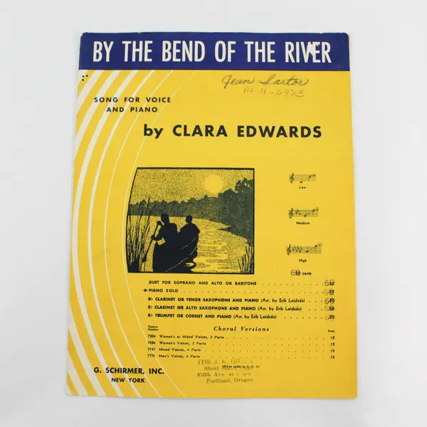 Vintage By The Bend Of The River Clara Edwards Piano Sheet Music 1937 Used