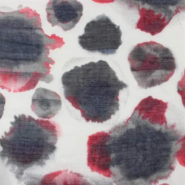 Lot of 2 Sheer Spotted Polka Dot Scarves Gray Red & Off-White