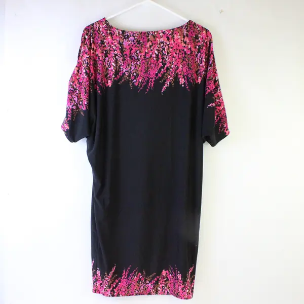 Dressbarn Black and Pink Gold Shoulder Dolman Sleeve Dress Women's Size 4