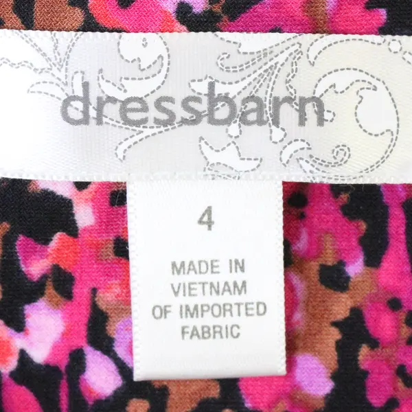 Dressbarn Black and Pink Gold Shoulder Dolman Sleeve Dress Women's Size 4