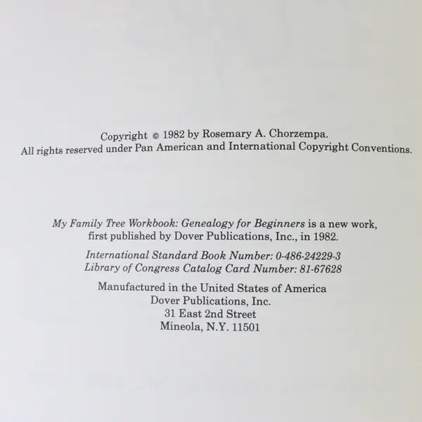 My Family Tree Workbook Genealogy for Beginners Chorzempa 1982 Paperback