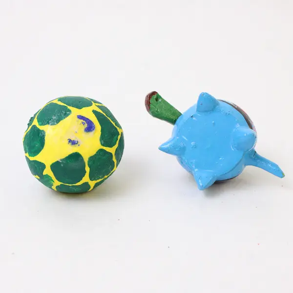 Handmade Mexican Folk Art Turtle Bobblehead with Ball - Collectible