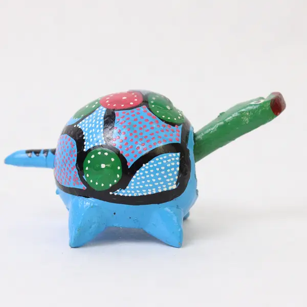Handmade Mexican Folk Art Turtle Bobblehead with Ball - Collectible