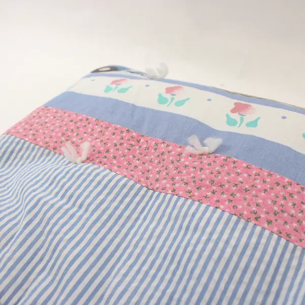 Handmade Quilt Blue & Pink Teddy Bear Pattern Baby Throw Blanket 38" x 47"
