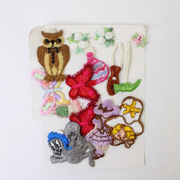 Lot of 13 Embroidered Decorative Patches Assorted Owl Butterflies Tools