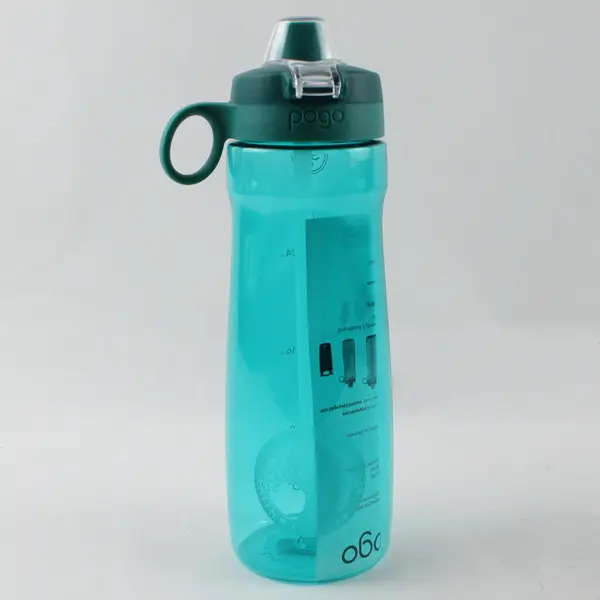 Pogo Blue Clear Plastic Water Bottle Active chug Tritan & Straw 32 Oz 10.5" Tall