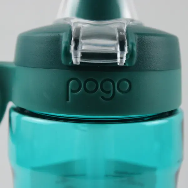 Pogo Blue Clear Plastic Water Bottle Active chug Tritan & Straw 32 Oz 10.5" Tall