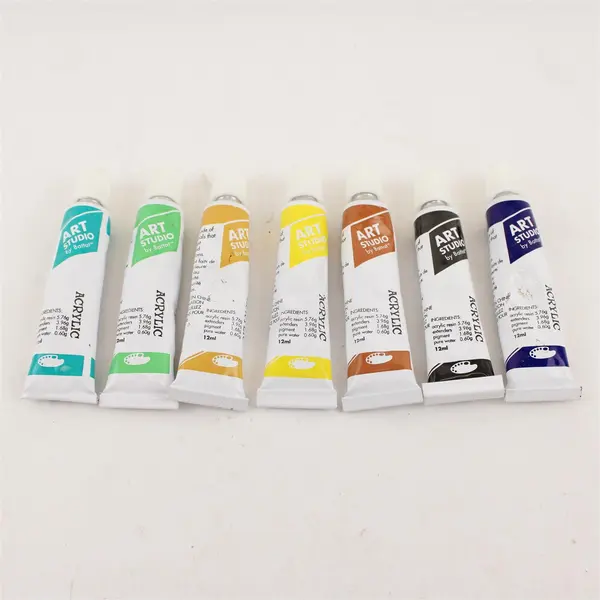 Lot of 7 Tubes of Art Studio Acrylic Paint, Assorted Colors 12 ml