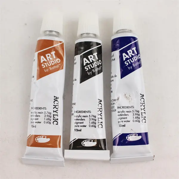 Lot of 7 Tubes of Art Studio Acrylic Paint, Assorted Colors 12 ml