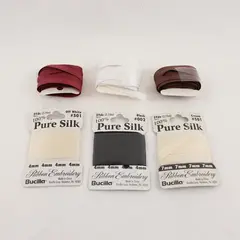 Lot of 3 Bucilla Pure Silk Ribbon Embroidery & 3 Unbranded Ribbons On Card 