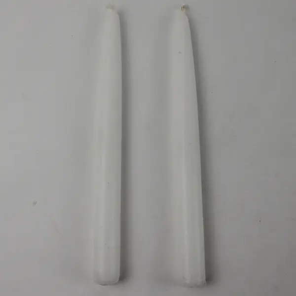 Lot Of 2 Unbranded Matching White Unscented Taper Candle Sticks 9.25" Tall
