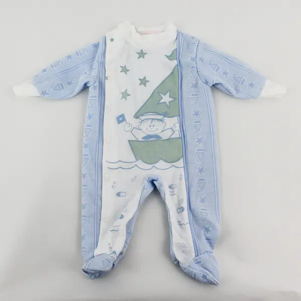 VTG BabyGro Blue and Green Nautical One-Piece Footed Pajamas Boys' Size Small