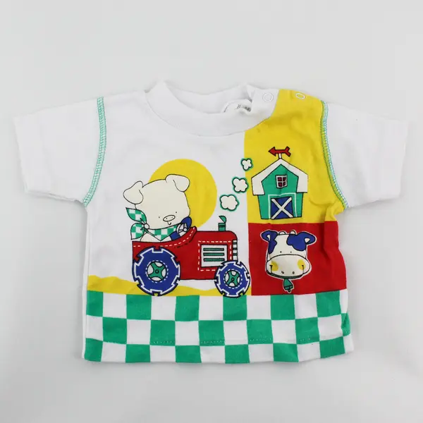 VTG Bright Future Farm-Theme Single-Stitch Short-Sleeve Shirt Size 0-3 Months