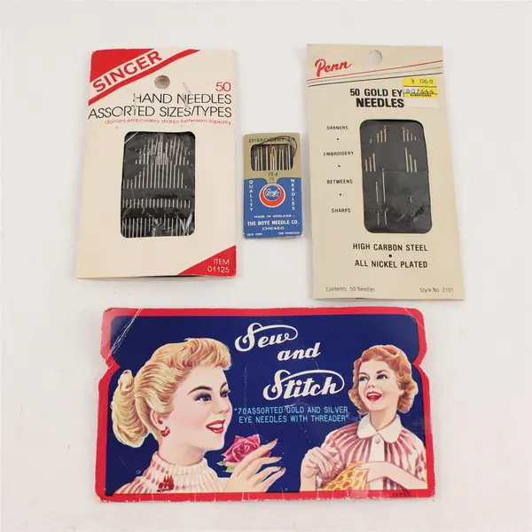 Lot of 4 Packs of Vintage Sewing Needles in Original Packs
