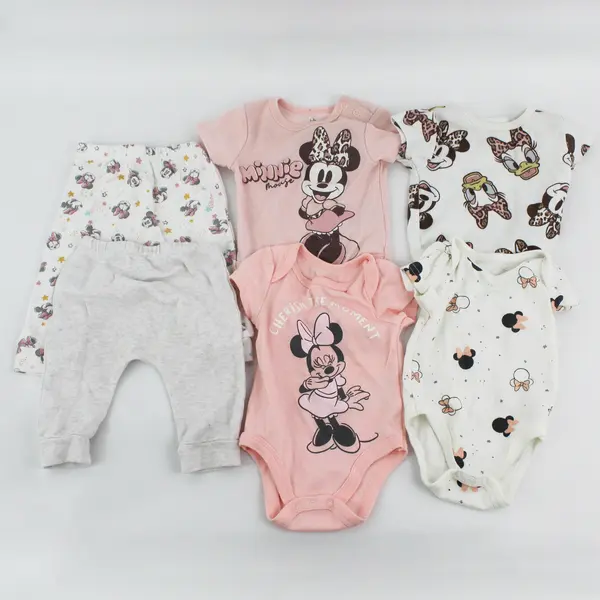 Lot of 6 Disney Pink & White Baby Girls' Clothes Size 0-3 Months