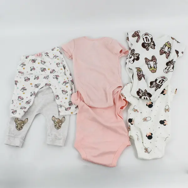 Lot of 6 Disney Pink & White Baby Girls' Clothes Size 0-3 Months