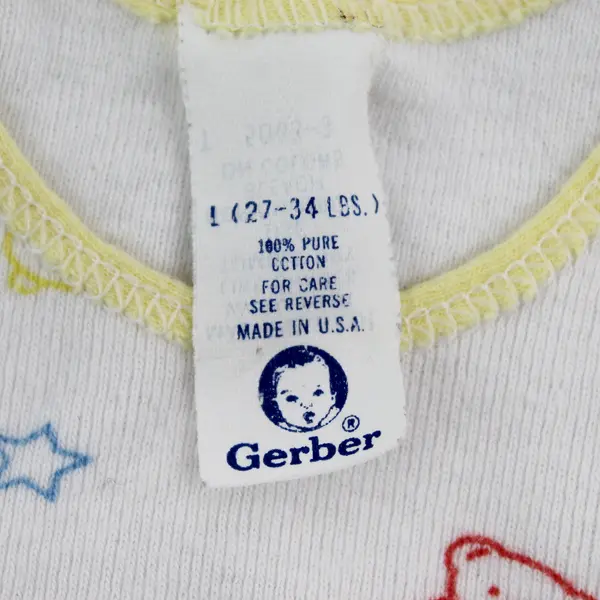 Vintage Gerber Teddy Bear Print Cotton T-Shirt Baby's Size Large 27-34 Lbs