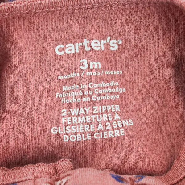 Carter's Little Sister Pink One-Piece Footed Pajamas Baby Girls' 3M