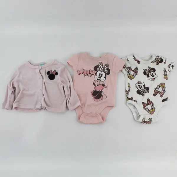 3 Pc Lot Disney Minnie Mouse Pink & White Baby Girls' Clothes Size 3-6M