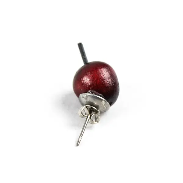 Handmade Wooden Red Apple Stud Earrings Pre-Owned Teacher Gift