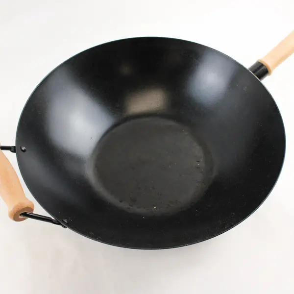 Lot Of 2 Unbranded Carbon Steel Wok Cooking Pan 14" Diameter With Stainless Lid 