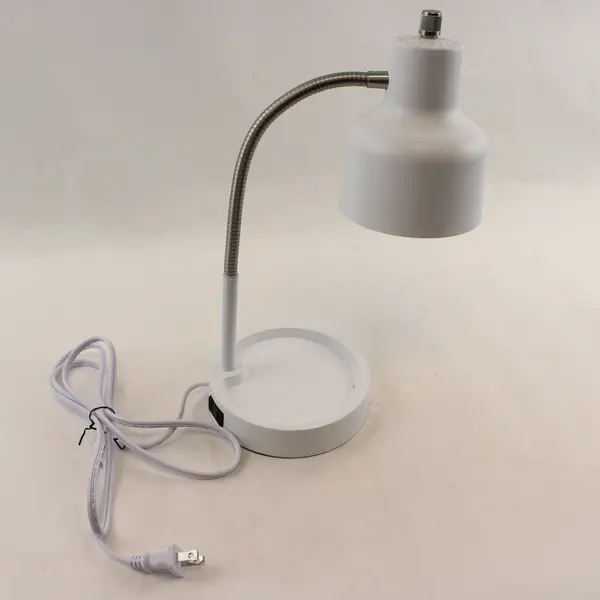 Lot Of 2 Mainstays White & Black LED Desk Lamps W/ Catch-All Base & AC Outlet