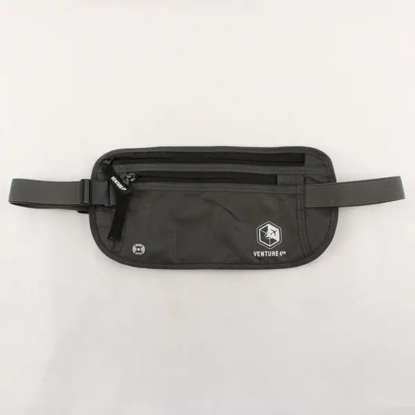 Venture 4th Solid Gray Travel Wallet Pouch Fanny Pack/Cross Body RFID Blocking