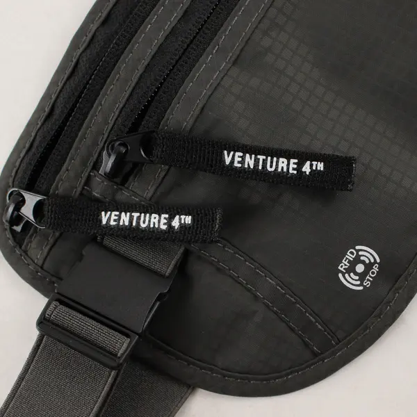 Venture 4th Solid Gray Travel Wallet Pouch Fanny Pack/Cross Body RFID Blocking