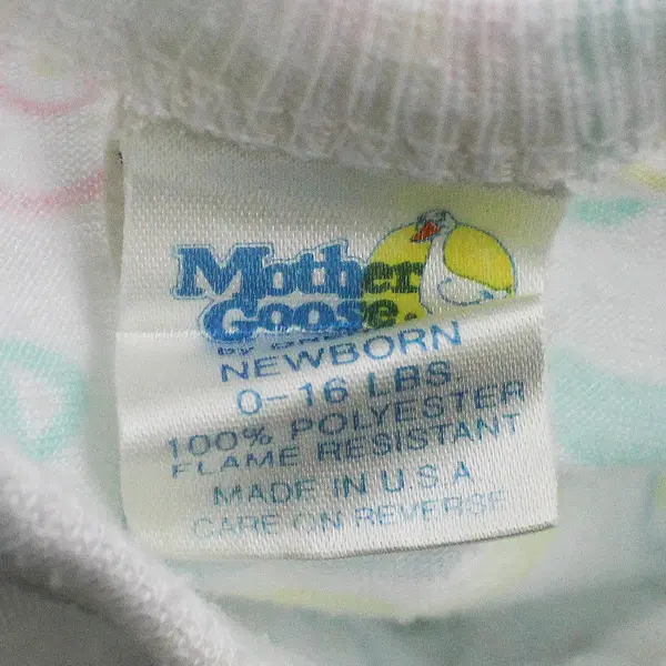 VTG Mother Goose by Oneita Pastel Animal-Themed Nightgown Newborn 0-16 lbs