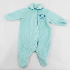 VTG Carter's Elephant Embroidered Blue Terrycloth Footed Pajamas Small 0-11 lbs