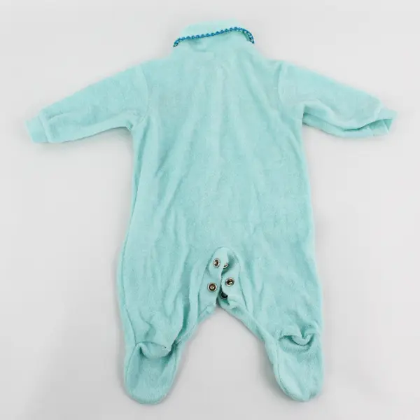 VTG Carter's Elephant Embroidered Blue Terrycloth Footed Pajamas Small 0-11 lbs