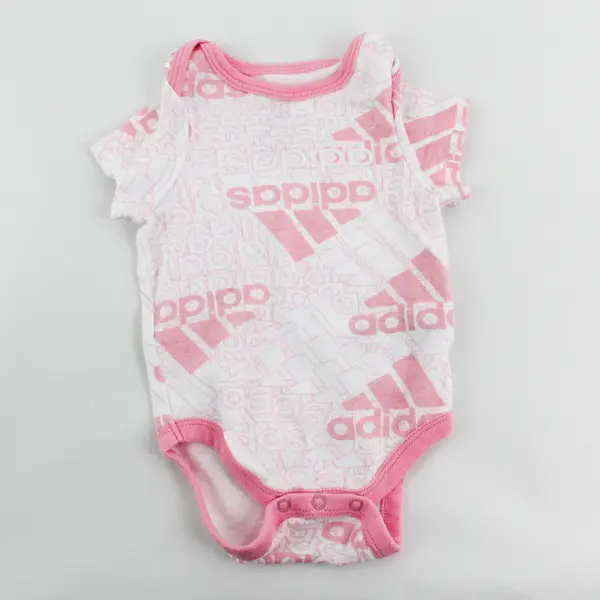 Adidas Pink and White Logo Print One-Piece Baby Girls' Size 3 Months