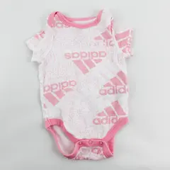Adidas Pink and White Logo Print One-Piece Baby Girls' Size 3 Months