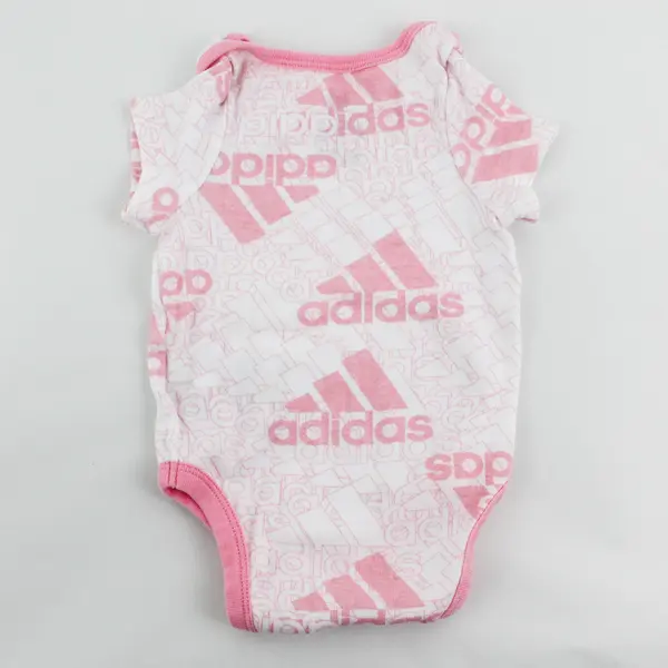 Adidas Pink and White Logo Print One-Piece Baby Girls' Size 3 Months