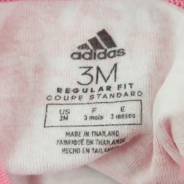 Adidas Pink and White Logo Print One-Piece Baby Girls' Size 3 Months