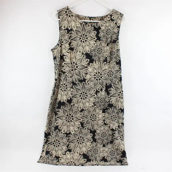Connected Beige and Black Floral Print Sleeveless Sheath Dress Women's Size 16