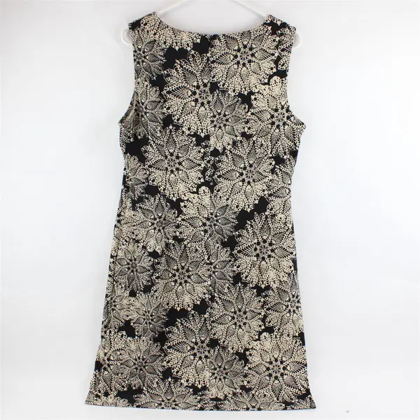Connected Beige and Black Floral Print Sleeveless Sheath Dress Women's Size 16