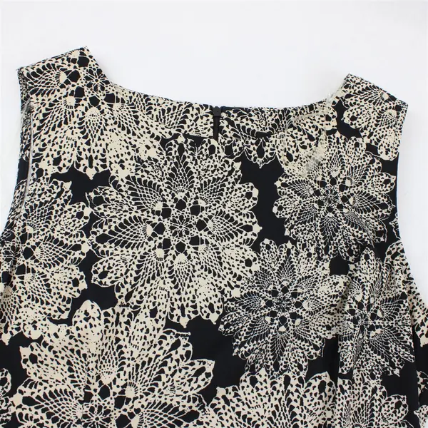Connected Beige and Black Floral Print Sleeveless Sheath Dress Women's Size 16