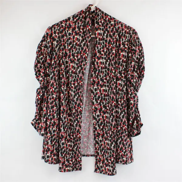 Notations Red Gray Black & White Open-Front Cardigan Women's XL