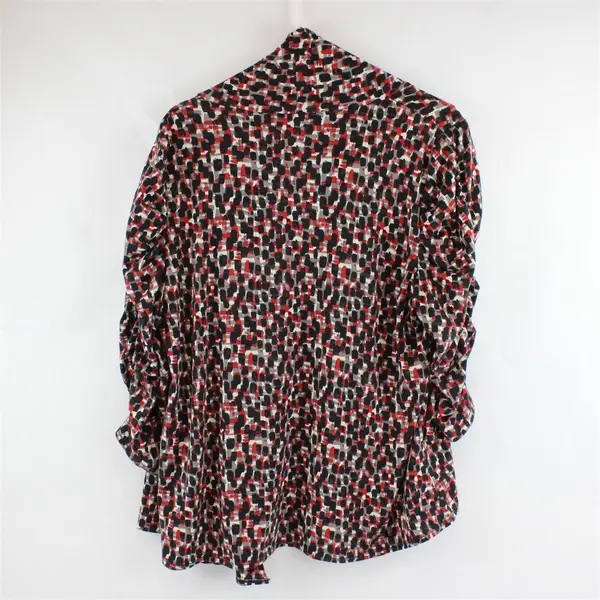 Notations Red Gray Black & White Open-Front Cardigan Women's XL