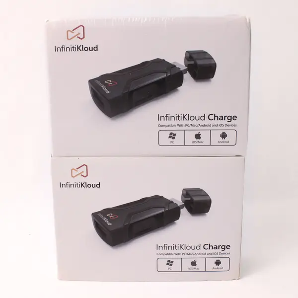 Lot Of 2 InfinitiKloud Charge USB Drive Compatible Pc Mac Android IOS (Untested)