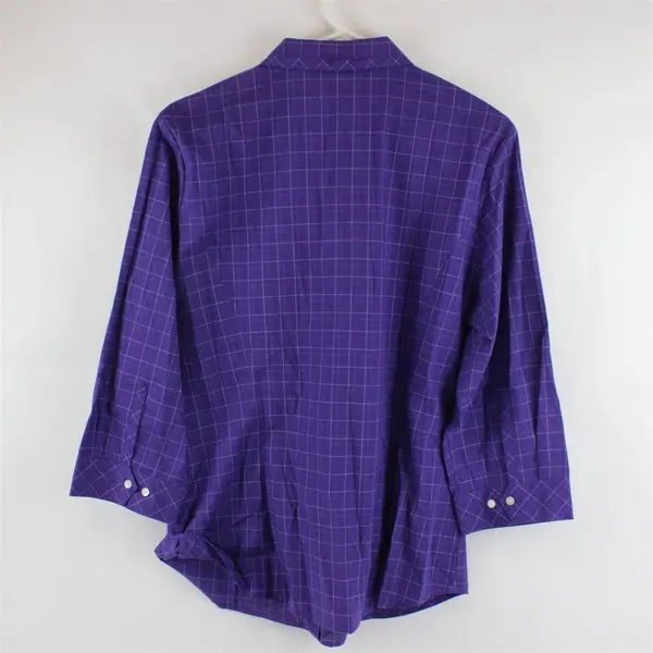 Cutter & Buck Purple and White Grid Pattern Long-Sleeved Button-Up Women's XL