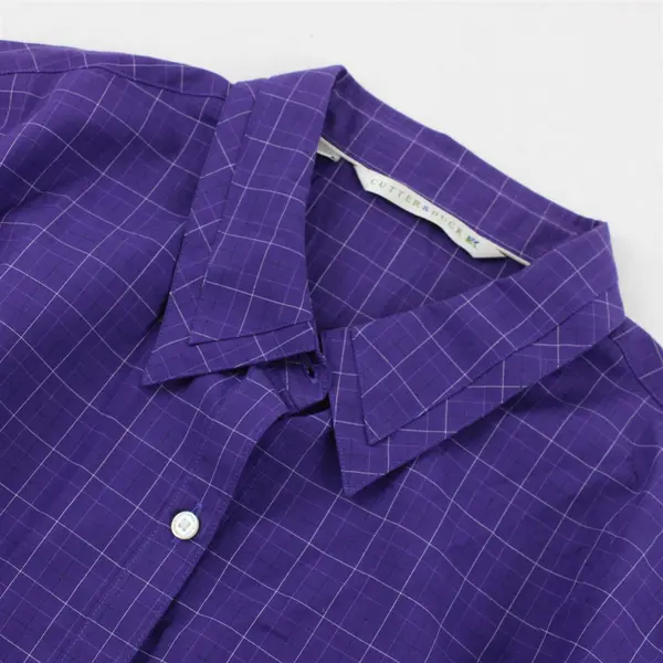 Cutter & Buck Purple and White Grid Pattern Long-Sleeved Button-Up Women's XL